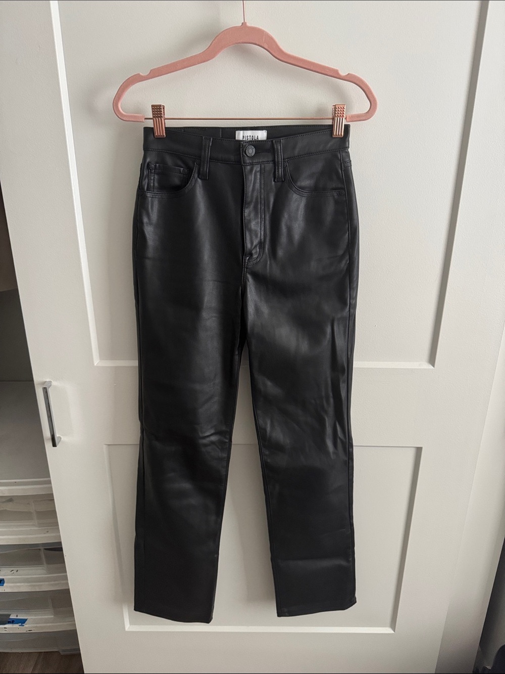 pistola Black Faux Leather Pants
